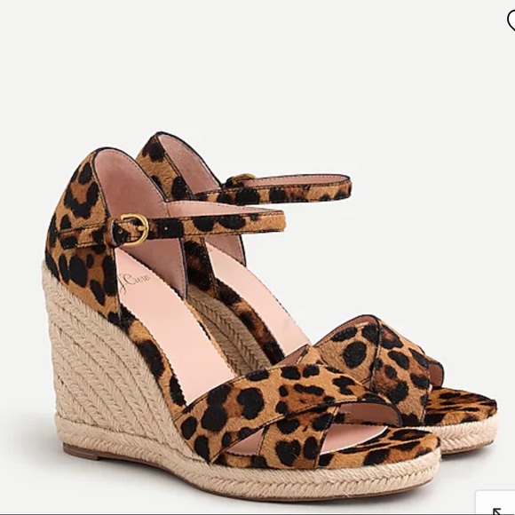 J. Crew Shoes - JCrew Jute wedge sandals in leopard calf hair